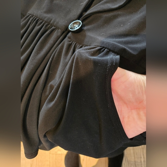 Black Button-Up Soft Blazer with Pockets, Ptp 22'' To 26'' - Picture 3 of 5